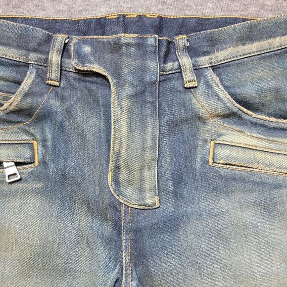 Rare Balmain Paris Men's Biker Moto Jeans Size 32 Blue 100% Authentic - Picture 7 of 16